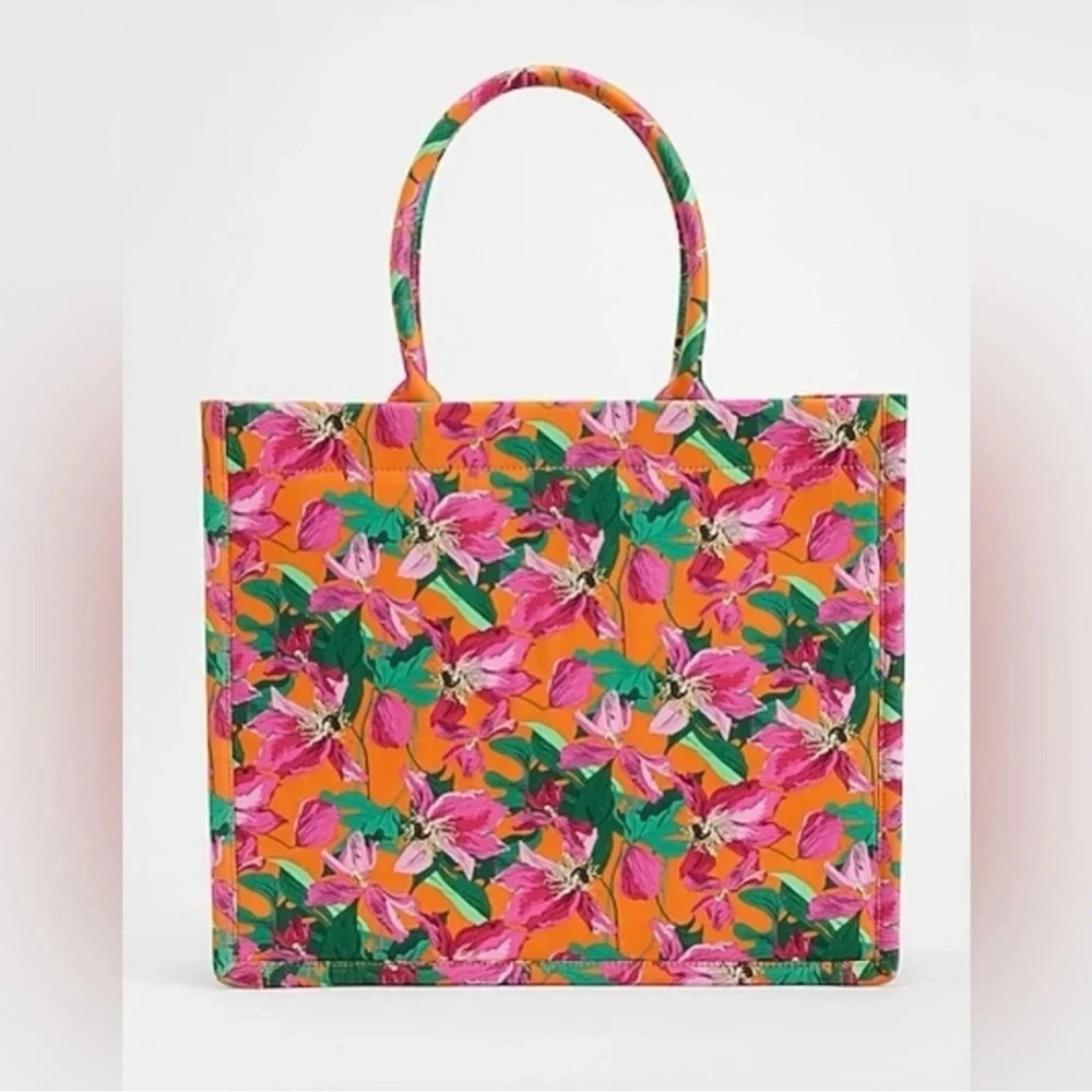 EXPRESS Pink and Orange Floral Tote Bag New